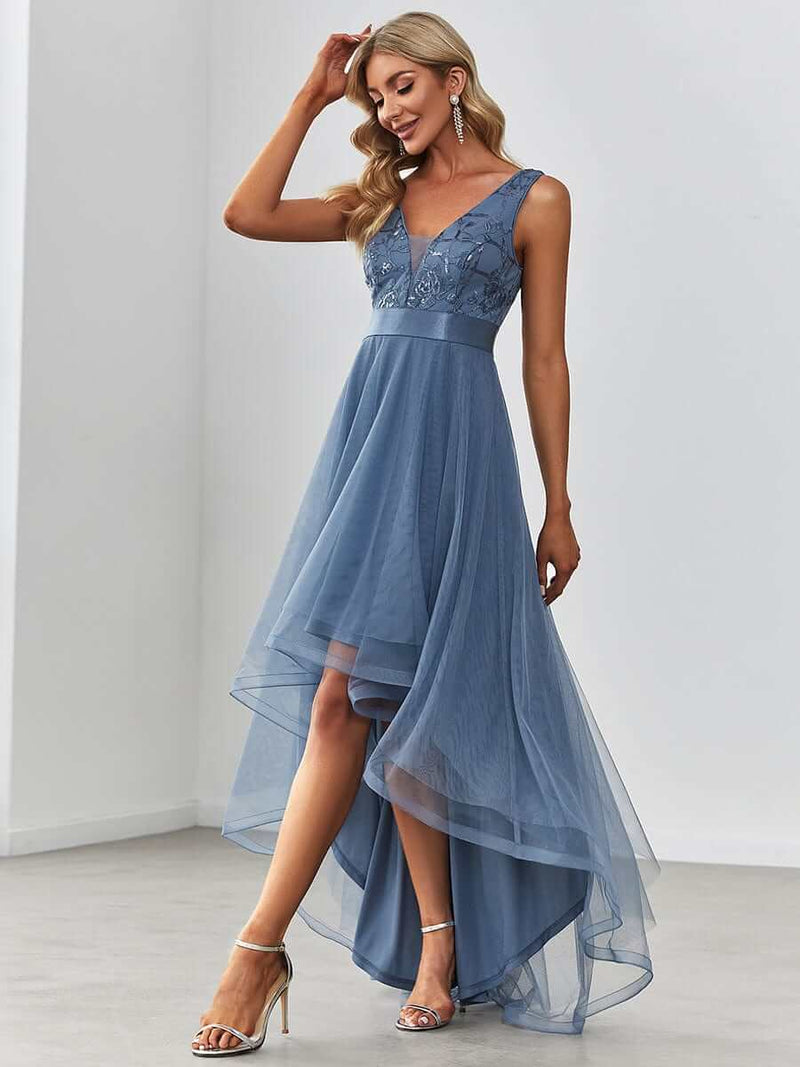 Loretta tulle ball or bridesmaid High Low dress - Bay Bridal and Ball Gowns