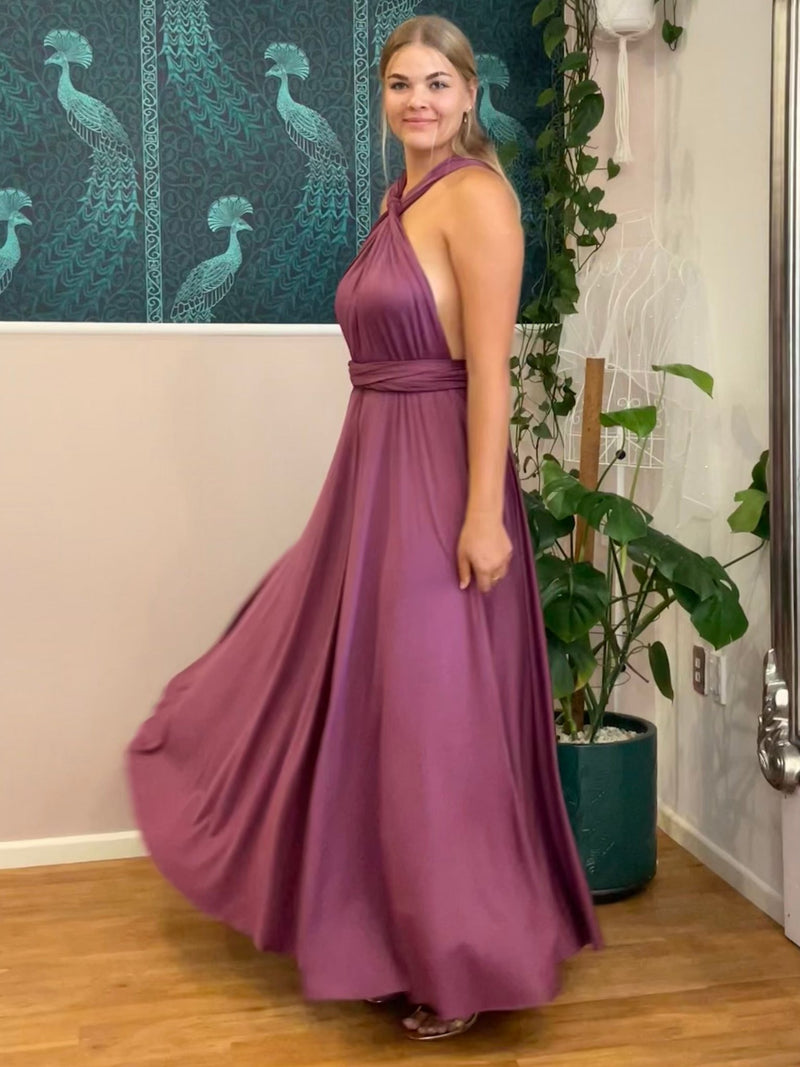 Sunset Purple Luxe Convertible Infinity bridesmaid dress Express NZ wide - Bay Bridal and Ball Gowns