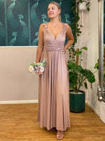 Taupe Luxe Convertible Infinity bridesmaid dress Express NZ wide - Bay Bridal and Ball Gowns