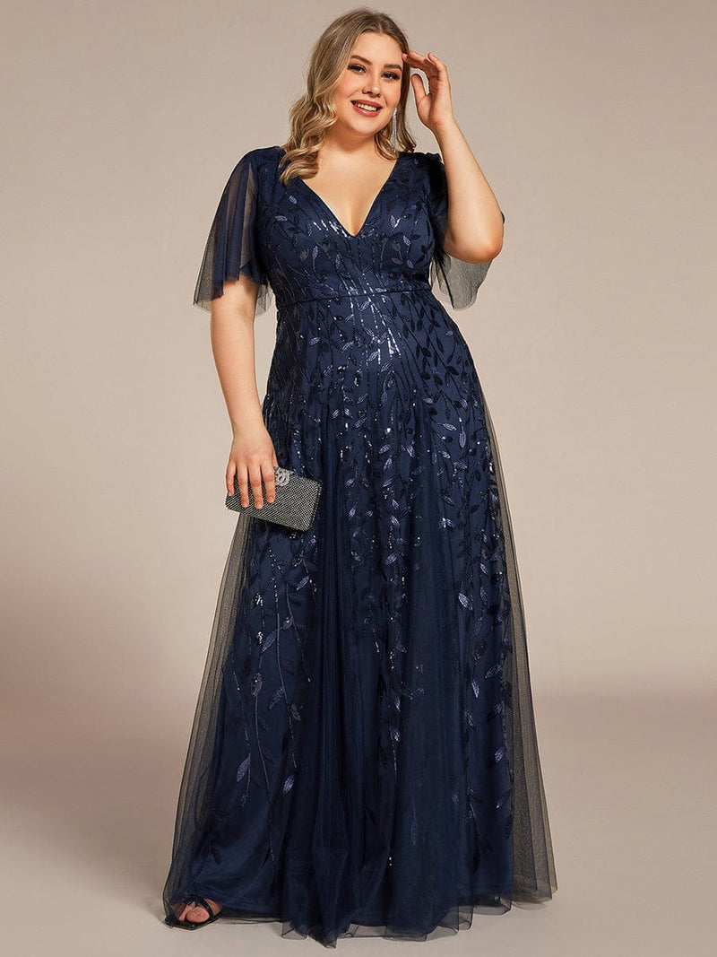 Sally sequin and tulle ball or evening dress with flutter sleeve - Bay Bridal and Ball Gowns