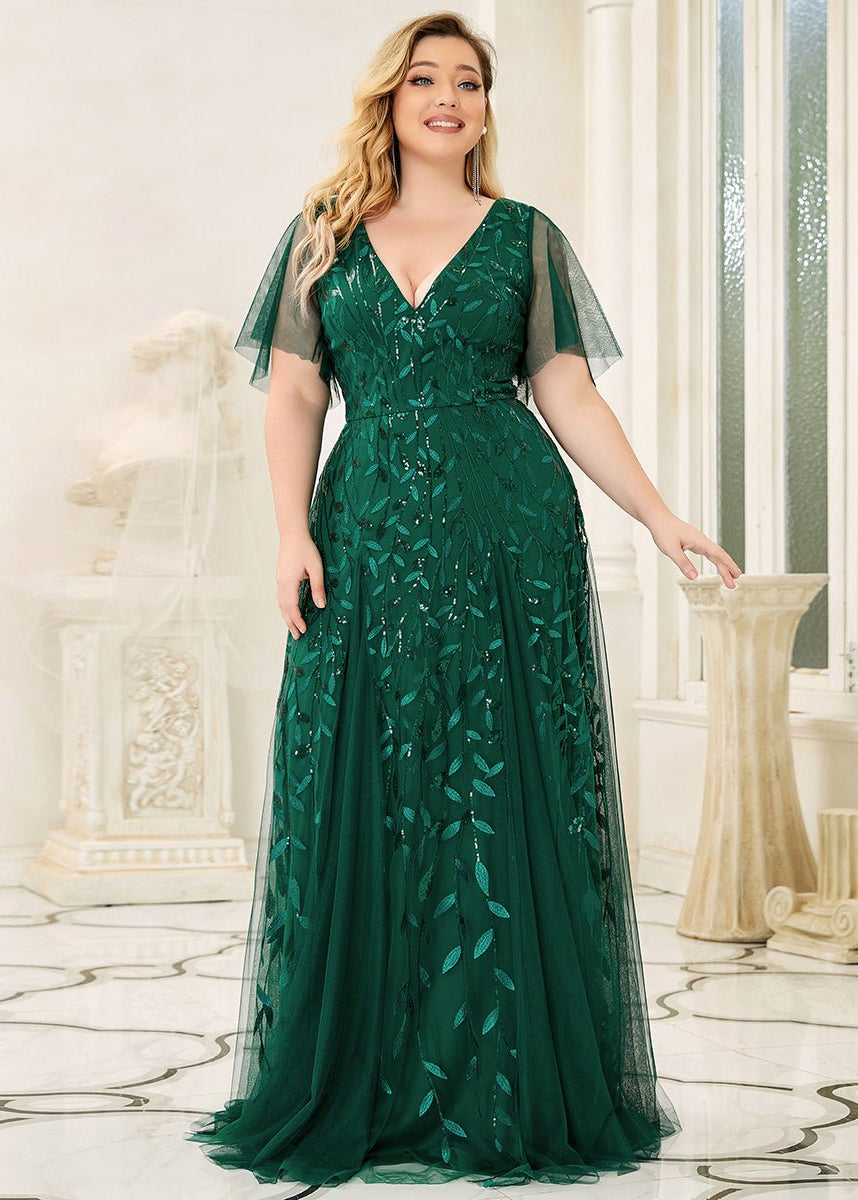 Sally tulle sequin plus size dress s26 in emerald Express NZ wide! - Bay Bridesmaid