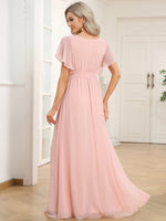 Tia split sleeve full length chiffon bridesmaid dress - Bay Bridal and Ball Gowns
