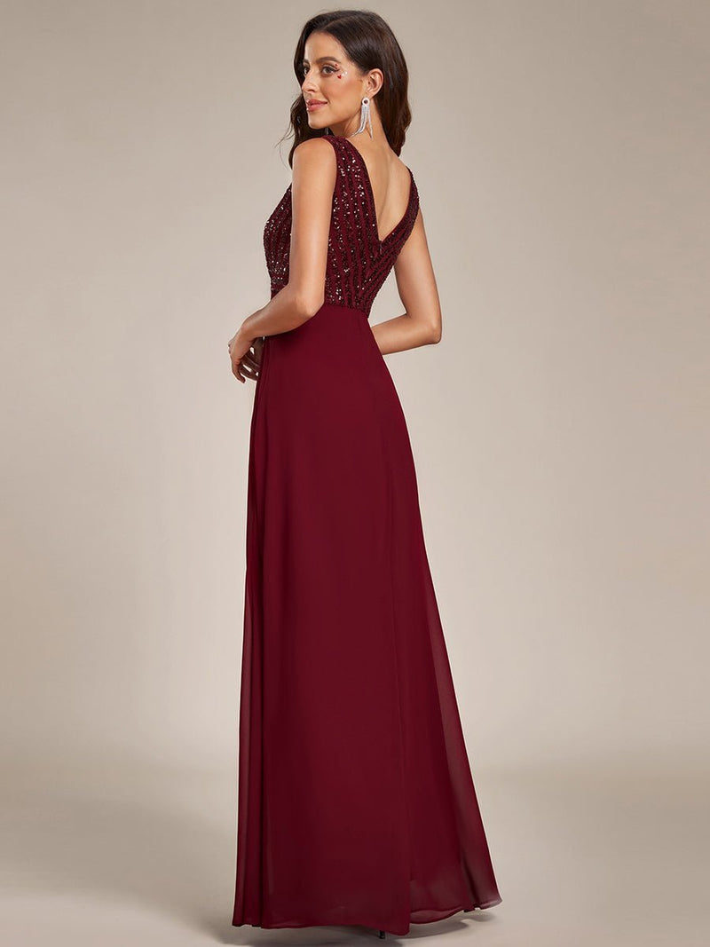 Alayah sleeveless V neck sequin and chiffon gown - Bay Bridal and Ball Gowns