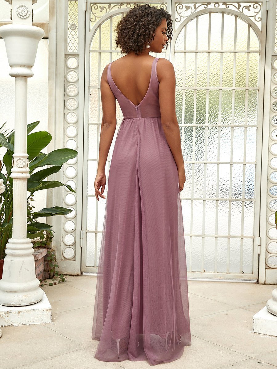 Alexa full length bridesmaid dress in dusky rose