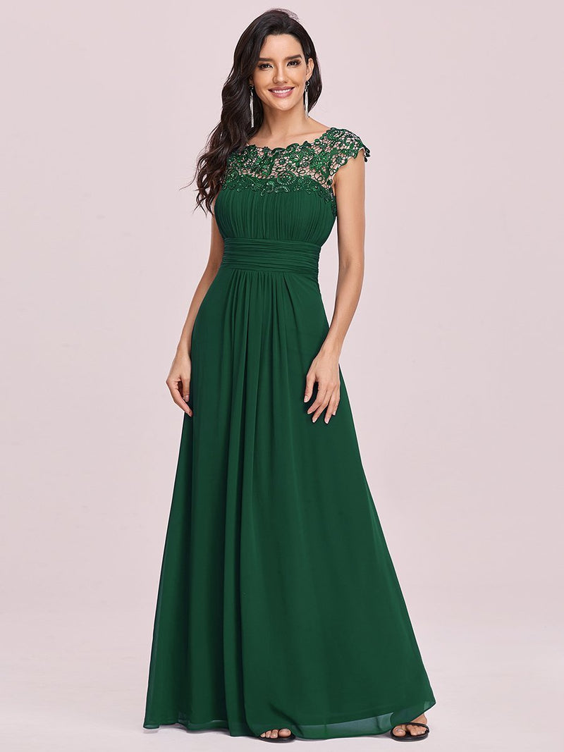 Allanah cap sleeve bridesmaid dress in emerald Express NZ wide - Bay Bridal and Ball Gowns