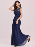 Allanah cap sleeve bridesmaid dress in navy Express NZ wide - Bay Bridal and Ball Gowns