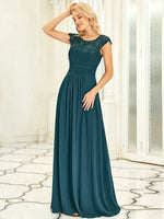 Allanah cap sleeve bridesmaid dress in teal Express NZ wide - Bay Bridal and Ball Gowns