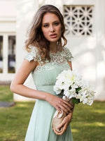 Allanah cap sleeve bridesmaid dress Light Sage Express NZ wide - Bay Bridal and Ball Gowns