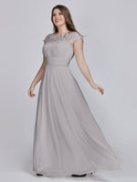 Allanah cap sleeve lace and chiffon bridesmaid dress in grey s8 Express NZ wide - Bay Bridal and Ball Gowns