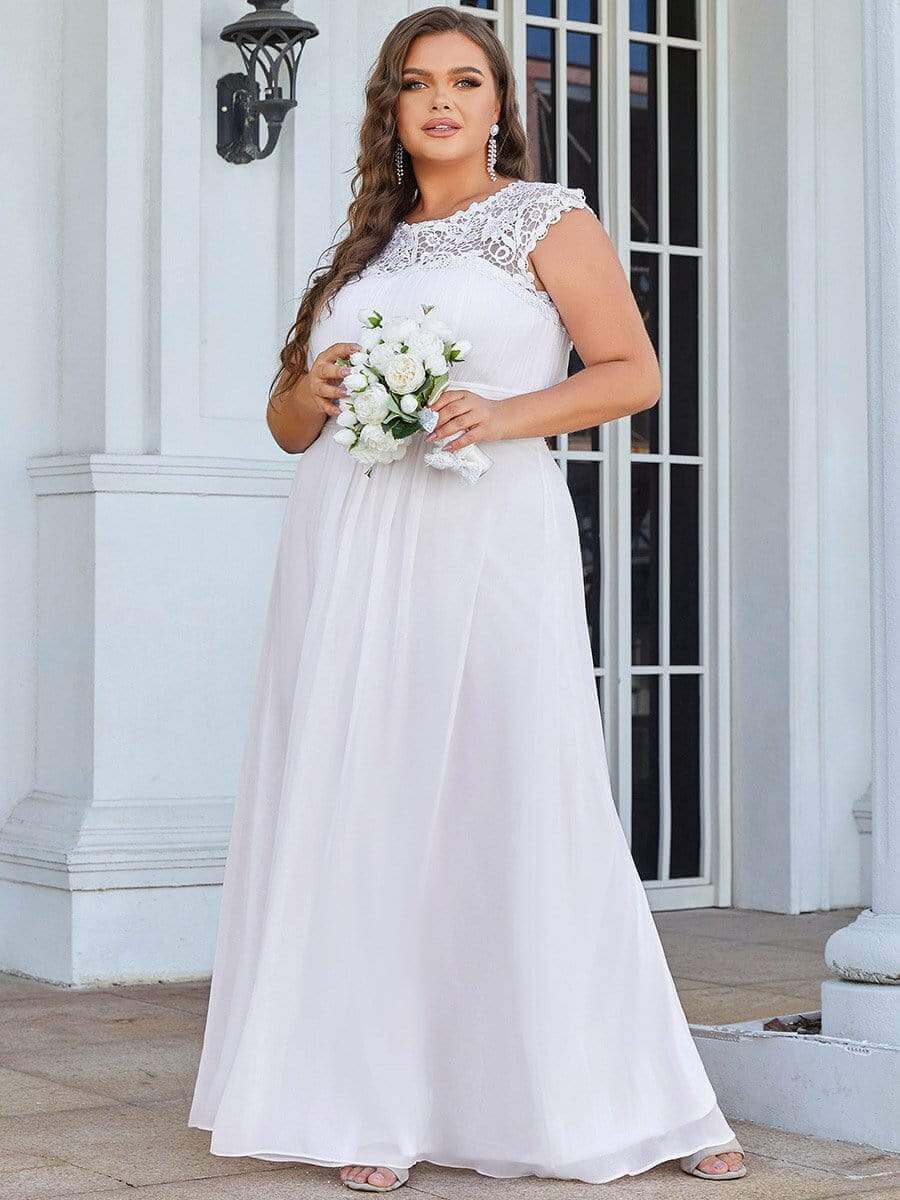 Allanah chiffon and lace wedding dress in white - Bay Bridal and Ball Gowns