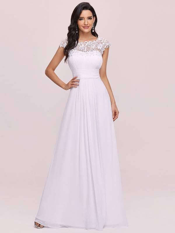 Allanah chiffon and lace wedding dress in white - Bay Bridal and Ball Gowns