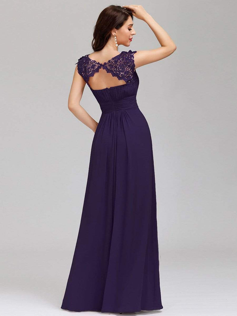 Allanah chiffon bridesmaid dress in dark purple Express NZ wide - Bay Bridal and Ball Gowns