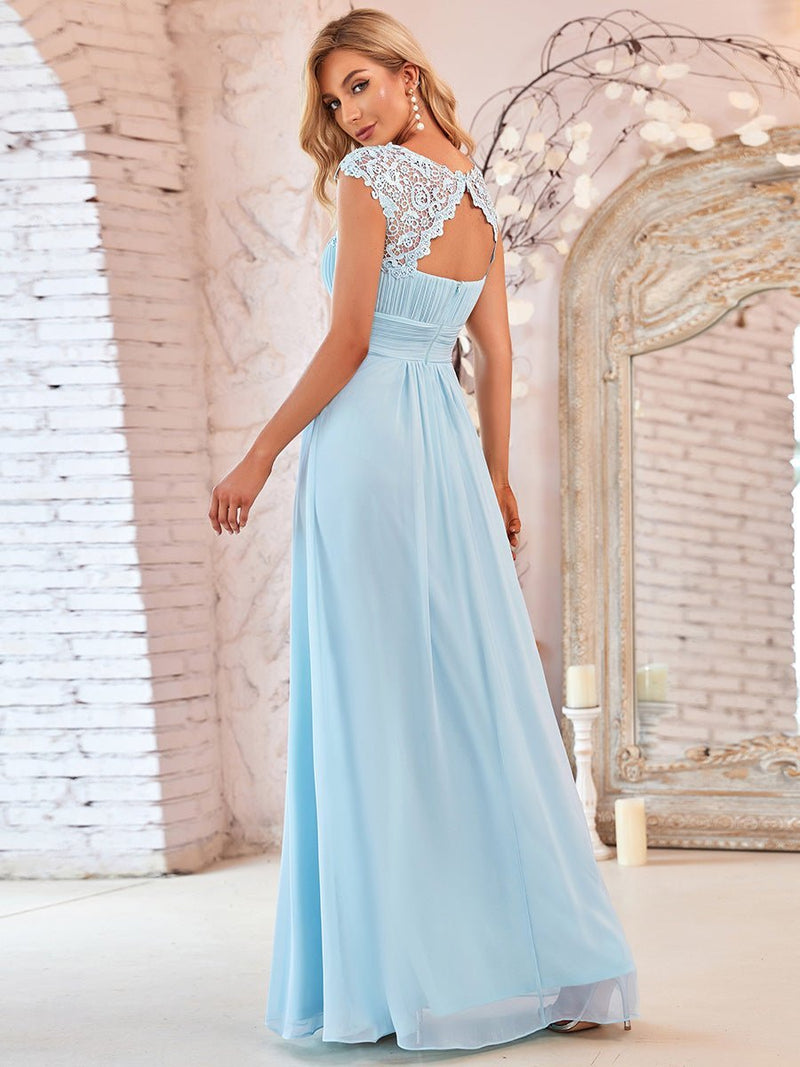Allanah cut out back bridesmaid dress in light blue Express NZ wide - Bay Bridal and Ball Gowns