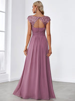 Allanah dusky rose chiffon and lace dress Express NZ wide - Bay Bridal and Ball Gowns