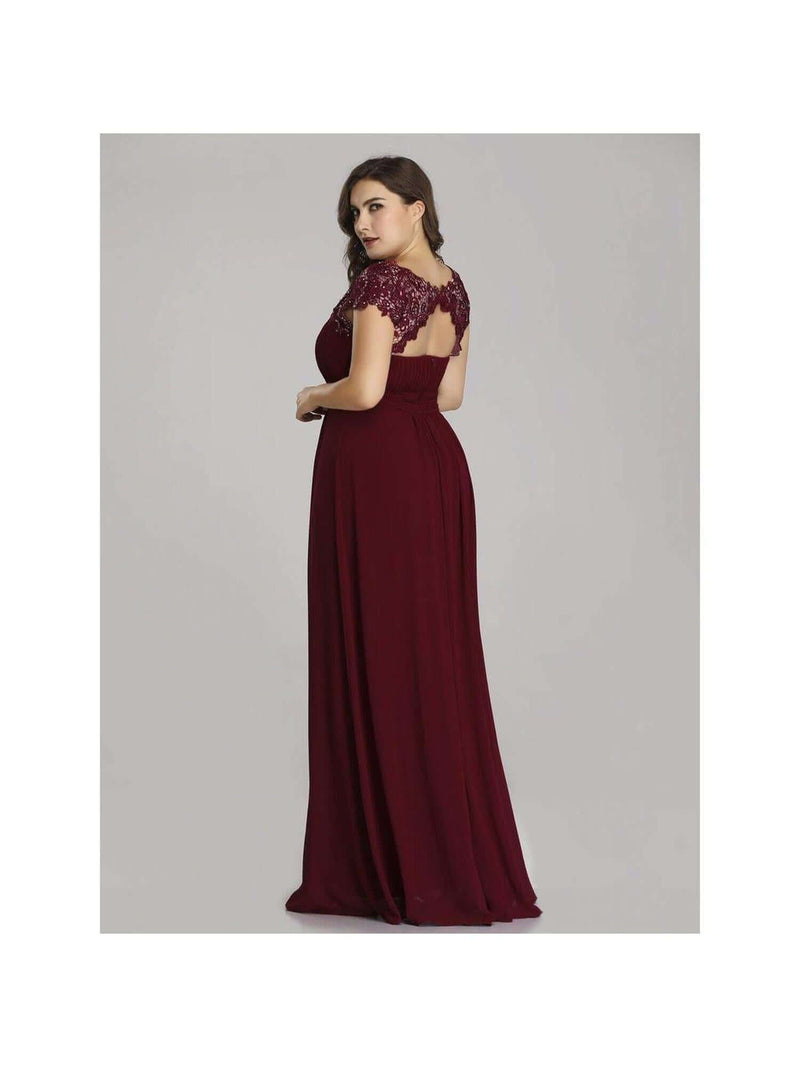 Allanah lace and chiffon bridesmaid dress in burgundy Express NZ wide - Bay Bridal and Ball Gowns