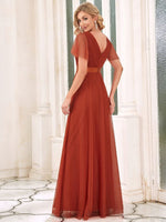 Alma flutter sleeve tulle bridesmaid gown in burnt orange Express NZ wide - Bay Bridal and Ball Gowns