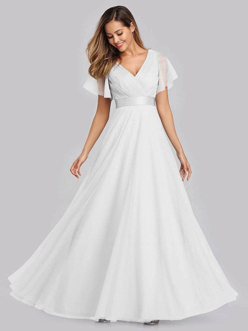 Alma flutter sleeve tulle wedding gown in Ivory Express NZ wide - Bay Bridal and Ball Gowns