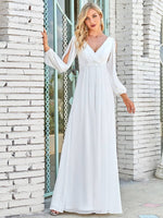 Amanda long sleeved chiffon wedding dress in Ivory - Bay Bridal and Ball Gowns