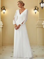 Amanda long sleeved chiffon wedding dress in Ivory Express NZ wide - Bay Bridal and Ball Gowns
