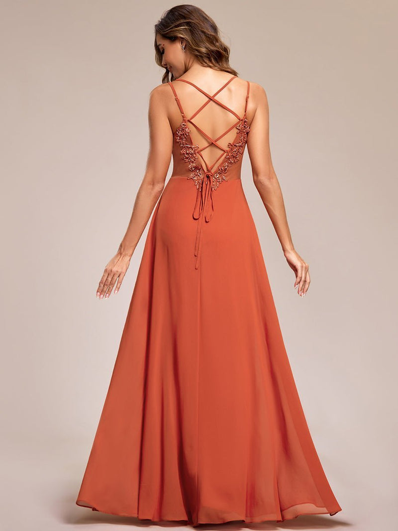 Aminata burnt orange dress with lace up back s14 Express NZ wide - Bay Bridal and Ball Gowns