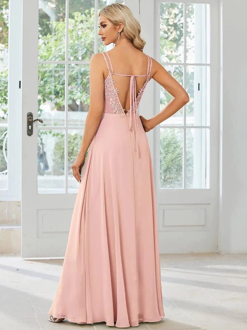 Aminata light pink gown with lace up back s8 Express NZ wide - Bay Bridal and Ball Gowns