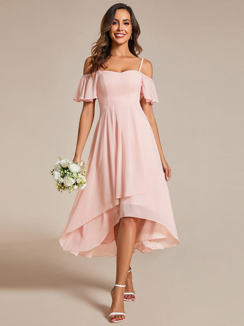 Angel drop sleeve knee length bridesmaid dress - Bay Bridal and Ball Gowns