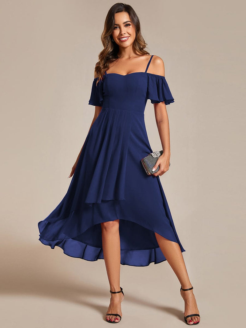 Angel navy drop sleeve knee length dress s14 Express NZ wide - Bay Bridal and Ball Gowns