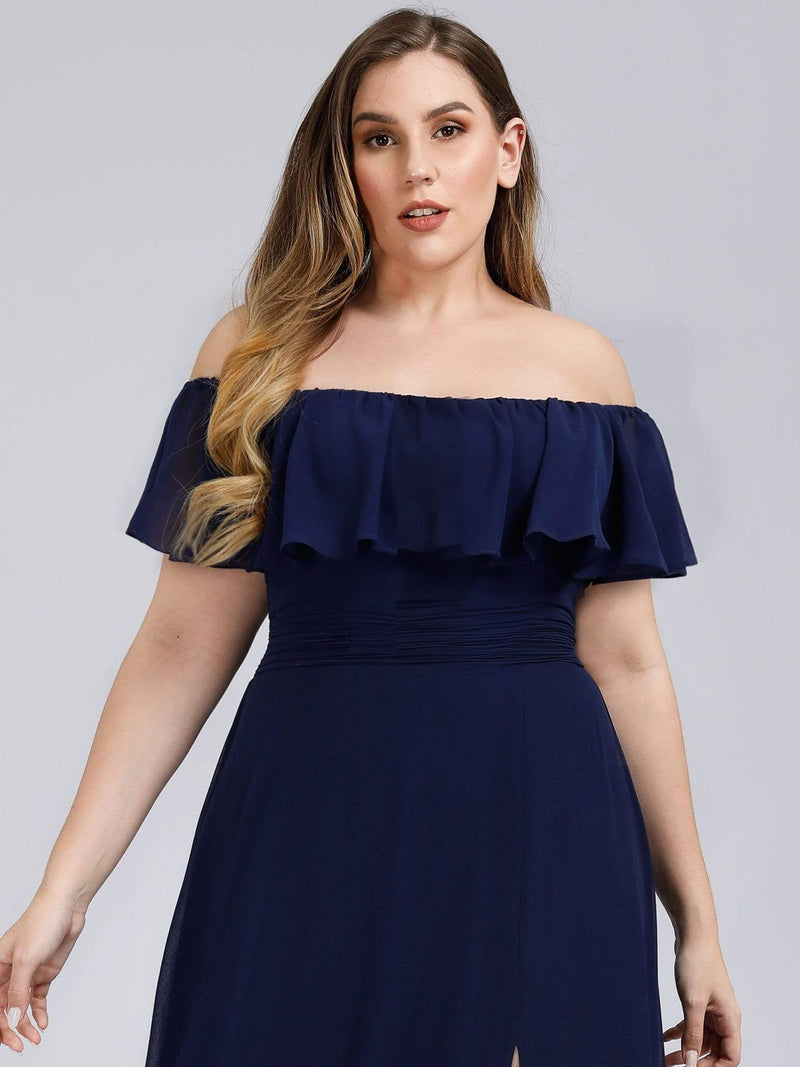 Angelina ball dress with split in navy Express NZ wide - Bay Bridal and Ball Gowns