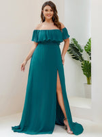 Angelina bridesmaid dress with split in teal Express NZ wide - Bay Bridal and Ball Gowns