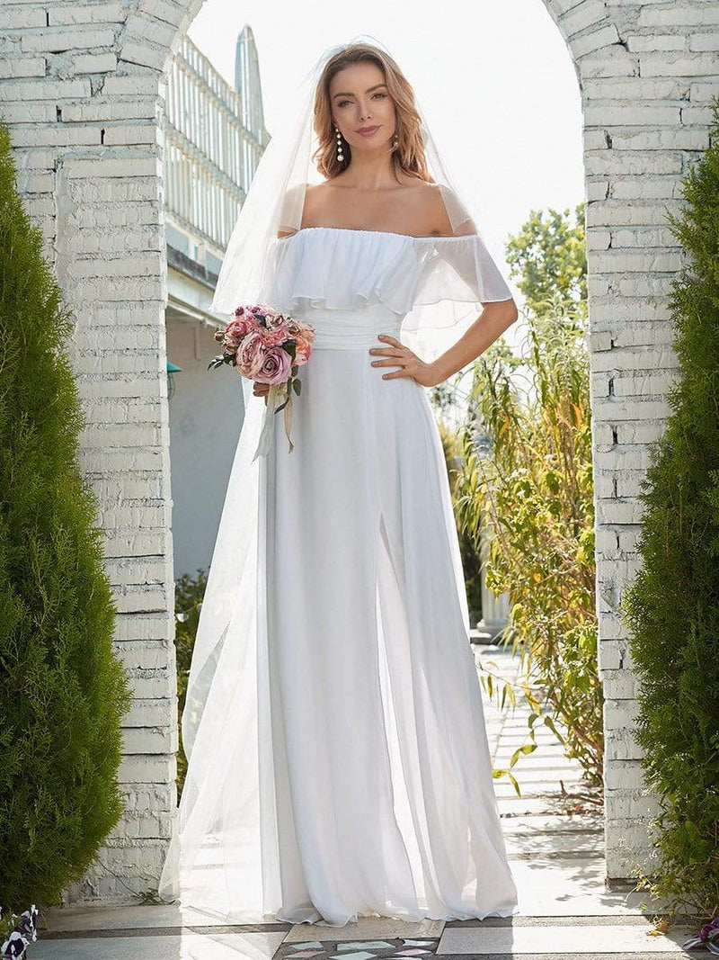 Angelina Off-Shoulder White Wedding Dress: Graceful Elegance for Your Big  Day