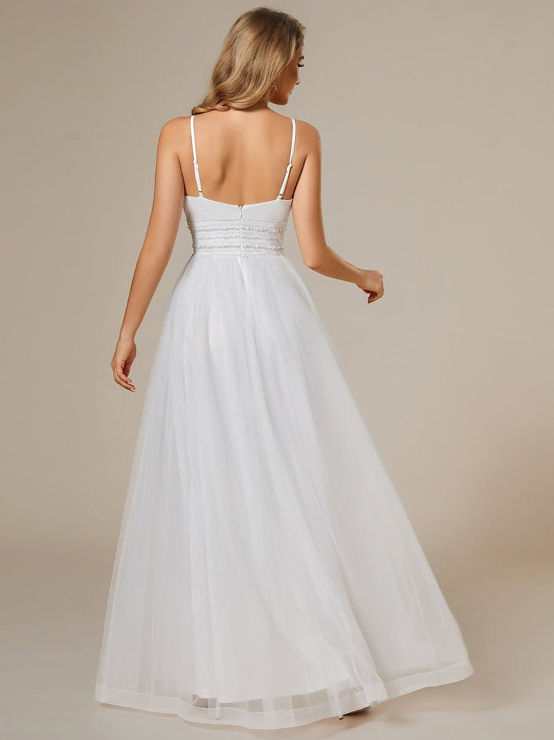 Arline thin strap tulle wedding gown in ivory - Bay Bridal and Ball Gowns