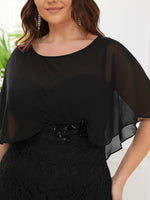 Ashly lace and chiffon cape dress in black s10-12 Express NZ wide - Bay Bridal and Ball Gowns