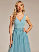 Athena tulle party dress in Dusky Blue Express NZ wide - Bay Bridal and Ball Gowns