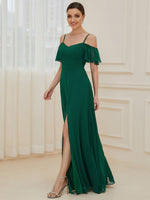 Aurora bridesmaid or ball dress with split in Emerald Express NZ wide - Bay Bridal and Ball Gowns