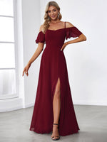 Aurora burgundy cold shoulder bridesmaid dress Express NZ wide - Bay Bridal and Ball Gowns