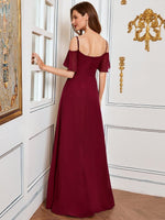 Aurora cold shoulder bridesmaid dress with split - Bay Bridal and Ball Gowns