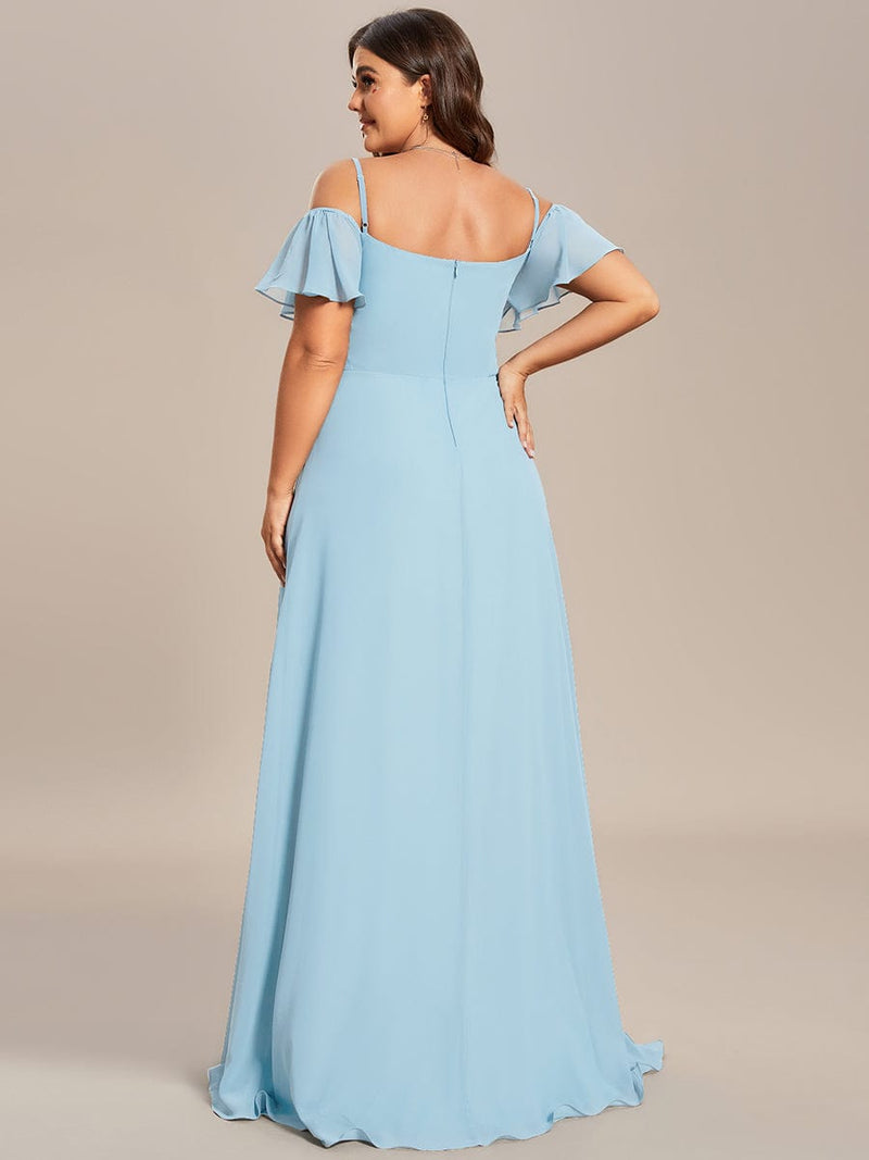 Aurora cold shoulder dress with split in light blue Express NZ wide - Bay Bridal and Ball Gowns