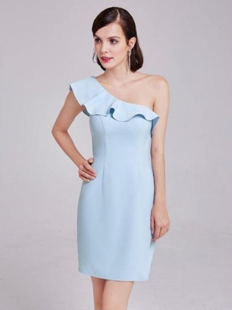 Bellerose wedding guest short length dress in light blue s10 Express NZ wide - Bay Bridal and Ball Gowns