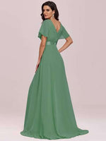Billie chiffon bridesmaid dress in dusky Green Express NZ wide - Bay Bridal and Ball Gowns