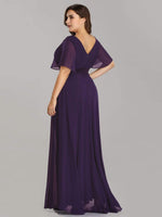 Billie flutter sleeve bridesmaid dress in dark purple Express NZ wide - Bay Bridal and Ball Gowns