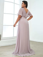 Billie flutter sleeve bridesmaid dress in lilac Express NZ wide - Bay Bridal and Ball Gowns