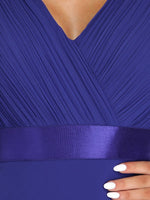 Billie flutter sleeve chiffon ball dress in sapphire blue Express NZ wide - Bay Bridal and Ball Gowns