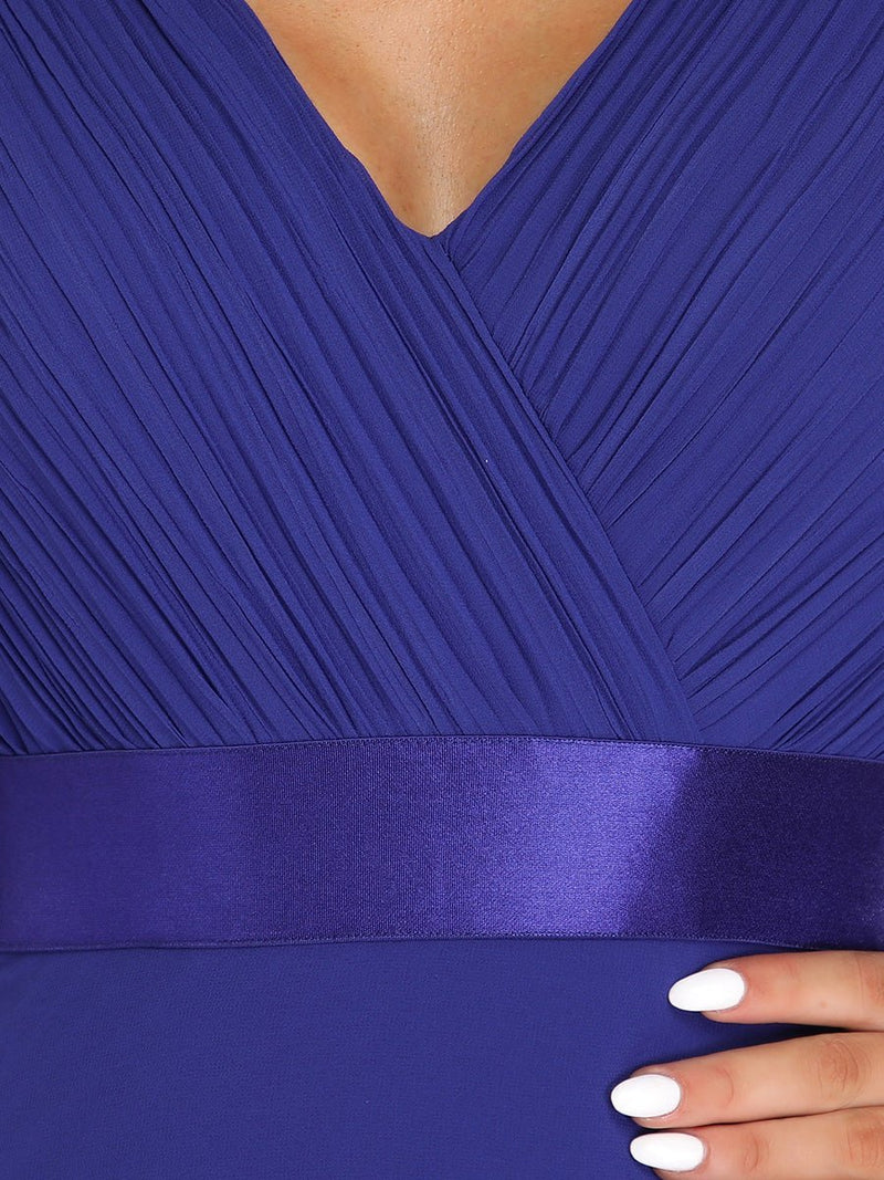 Billie flutter sleeve chiffon ball dress in sapphire blue Express NZ wide - Bay Bridal and Ball Gowns