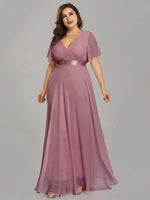 Billie flutter sleeve chiffon bridesmaid dress in dusky rose Express NZ wide - Bay Bridal and Ball Gowns