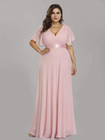 Billie flutter sleeve dress in light pink size 10 Express NZ wide - Bay Bridal and Ball Gowns