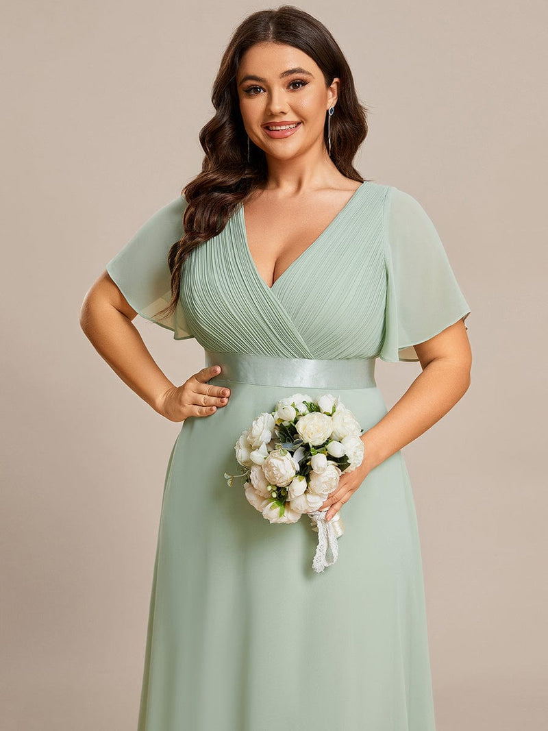 Billie flutter sleeve v neck chiffon bridesmaid dress in lighter colors - Bay Bridal and Ball Gowns
