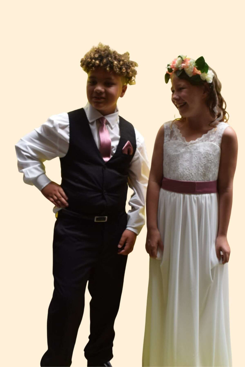 Boy's pre-tied solid neck tie Express NZ wide! - Bay Bridal and Ball Gowns