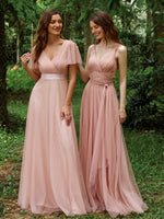 Cammy sleeveless tulle bridesmaid dress in blush pink s14 Express NZ wide - Bay Bridal and Ball Gowns