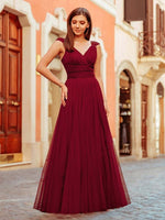 Cammy sleeveless tulle bridesmaid dress in burgundy Express NZ wide - Bay Bridal and Ball Gowns