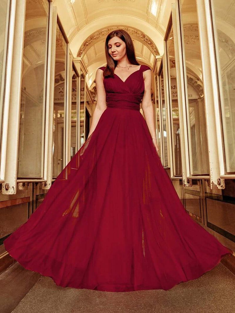 Cammy sleeveless tulle bridesmaid dress in burgundy Express NZ wide - Bay Bridal and Ball Gowns
